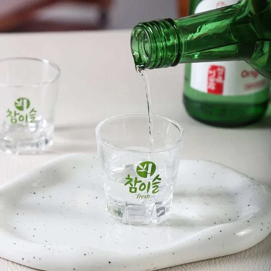 Korean Soju Shot Glasses Sets with clear 2.0 oz glass for vodka.