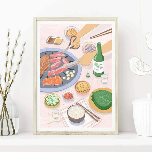 Korean BBQ Colorful unframed Poster